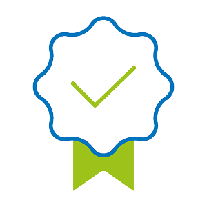 Badge icon with check mark and ribbon